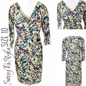 Nine West | Green + Purple Scoop Dress Size 10